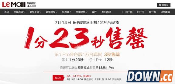 1万台乐1 Pro金色版首发3秒售罄 乐视手机成为用户换机首选