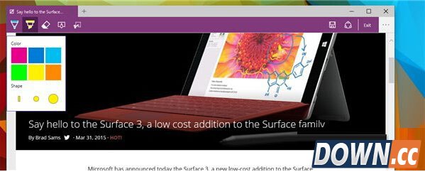 win10斯巴达浏览器电子墨水笔记功能使用教程图解