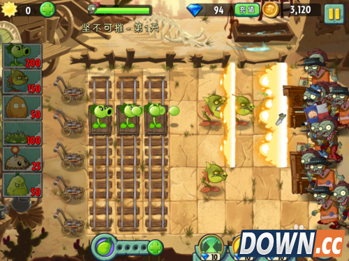 植物大战僵尸2 狂野西部 坚不可摧 第一天