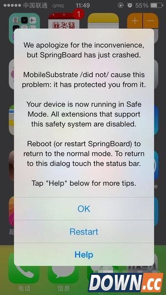 iPhone6越狱后安装插件出现安全模式怎么办