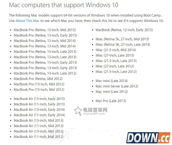 Mac支持win10吗