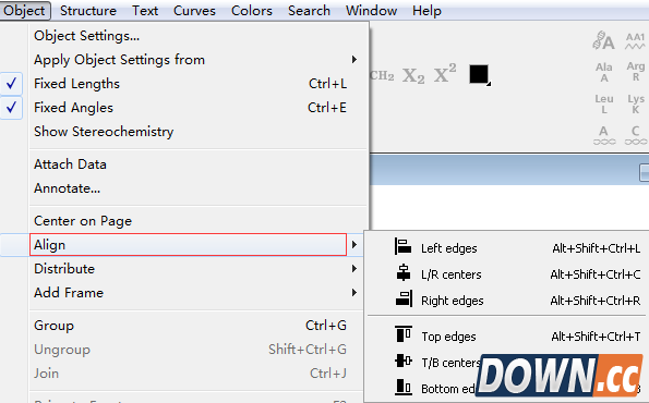 ChemDraw怎么对齐对象