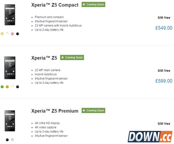 索尼Z5系列新机价格发售日期确定