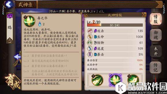 阴阳师新式神鸩属性技能一览：毒羽爆发肉队克星