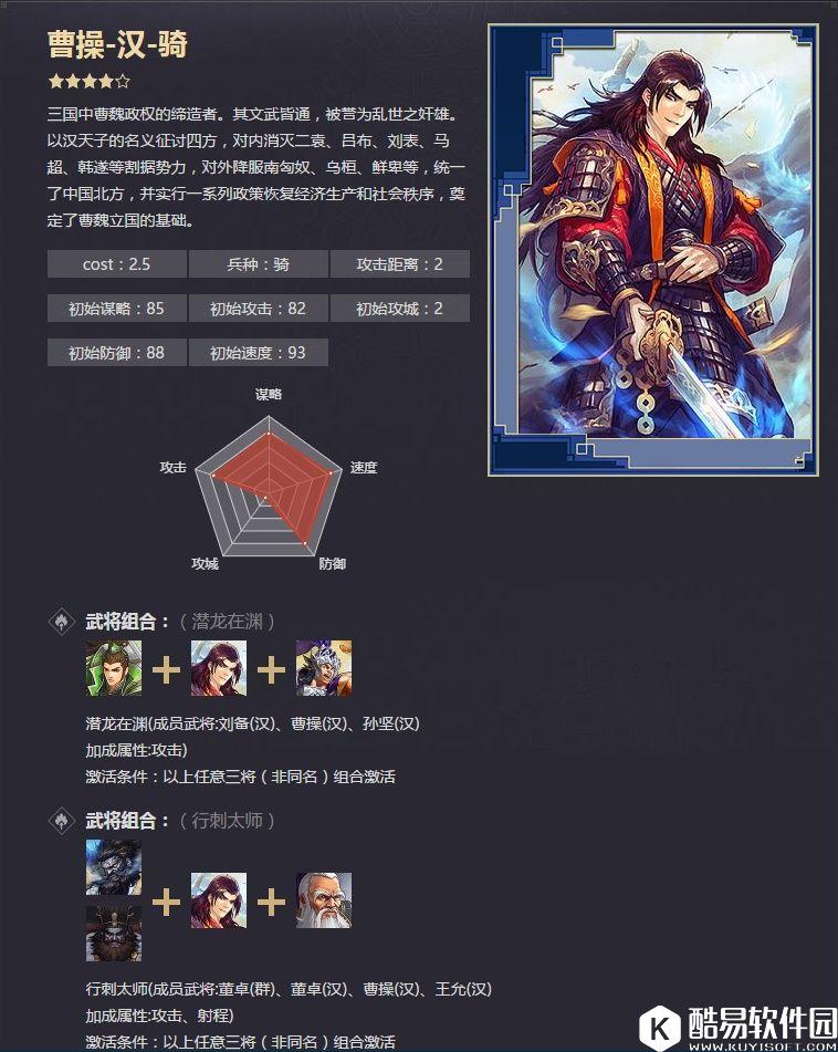 率土之滨四星汉曹操 献刀七星行刺太师战法解析