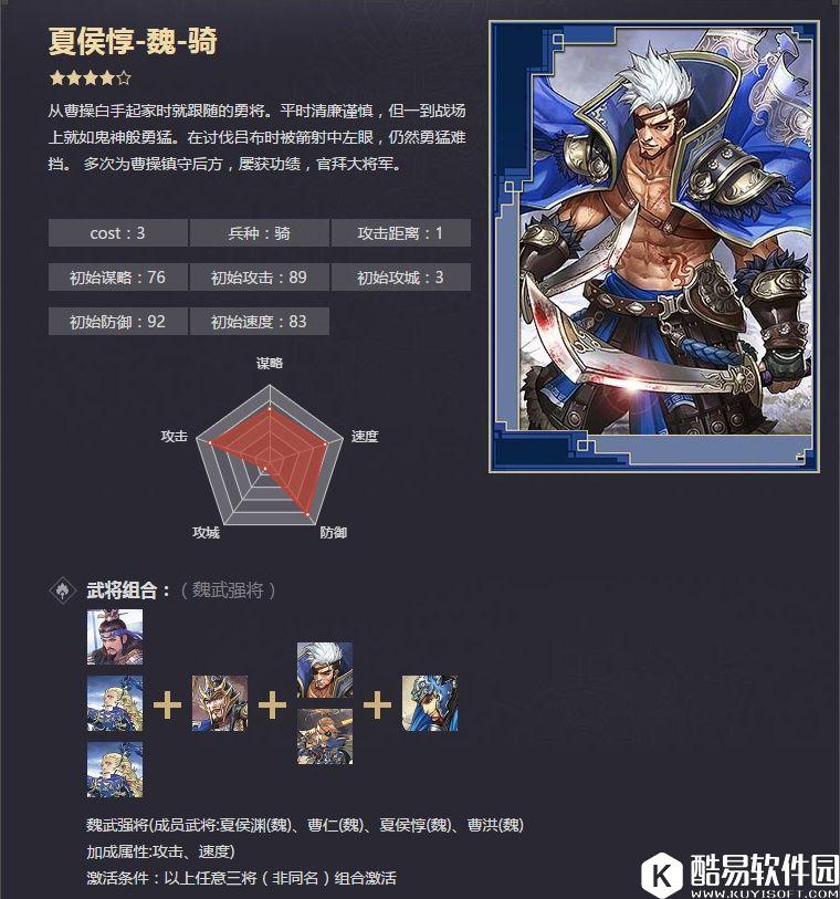 率土之滨四星夏侯惇 拔箭啖睛死士突击战法解析