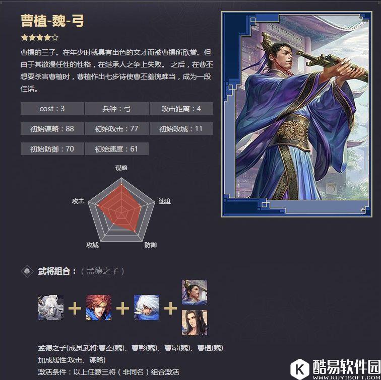 率土之滨四星曹植 陈王求隐七步作诗战法解析