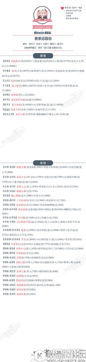 奇迹暖暖夏季游园会最新版怎么搭配