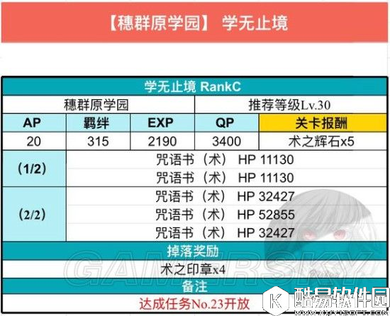FGO联动FZ活动攻略穗群塬学园配置及掉落