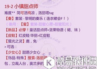 奇迹暖暖19-2小镇甜点师搭配方案
