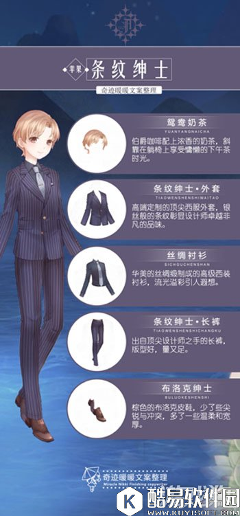 奇迹暖暖苹果联邦条纹绅士文案介绍