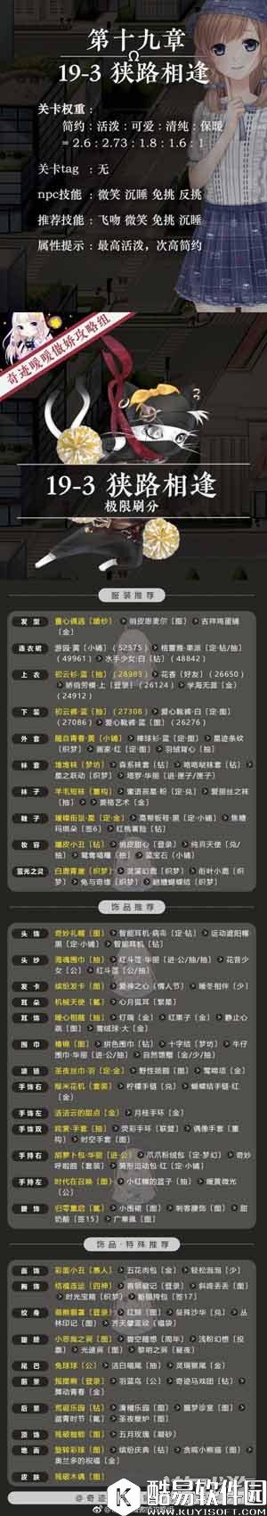 奇迹暖暖19-3狭路相逢极限刷分方案