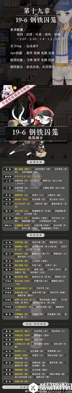 奇迹暖暖钢铁囚笼19-6最高搭配技巧