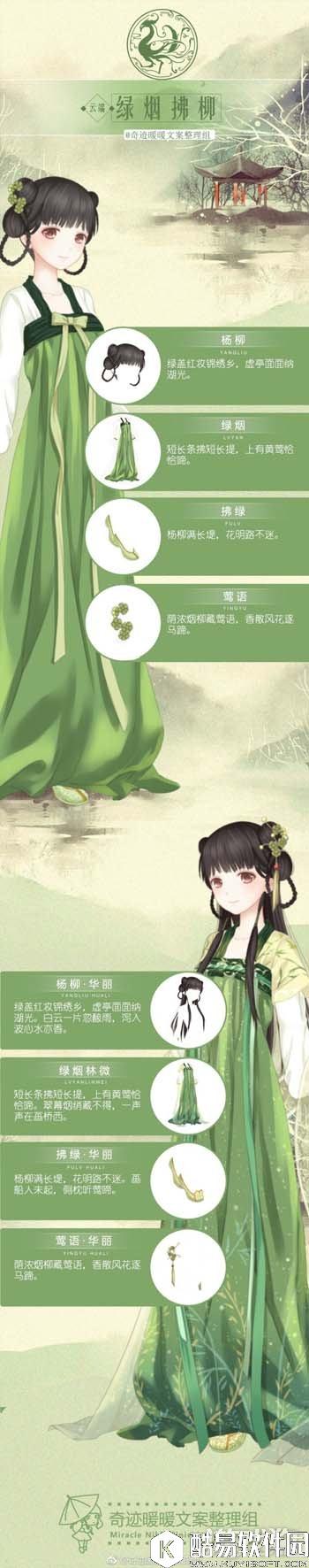 奇迹暖暖云端帝国绿烟拂柳文案介绍