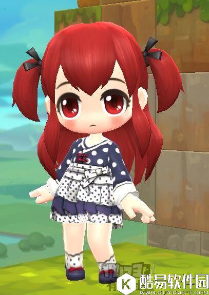 冒险岛2可爱DIY服装展示 古风波点小碎花连衣裙