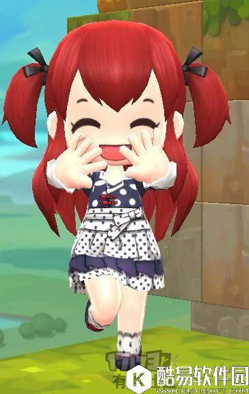 冒险岛2可爱DIY服装展示 古风波点小碎花连衣裙