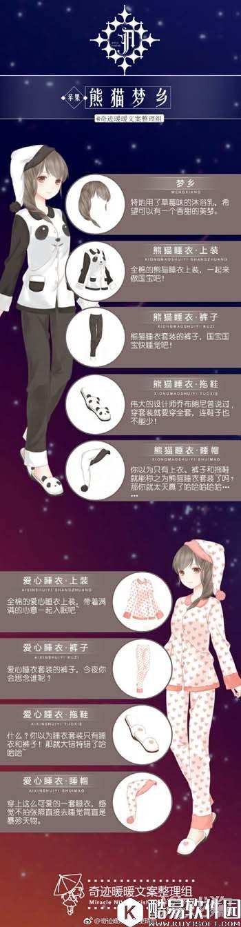 奇迹暖暖熊猫梦乡套装文案欣赏