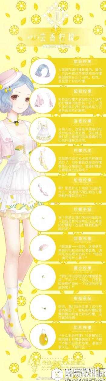 奇迹暖暖芸香柠檬文案介绍