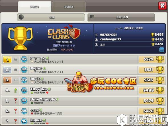 部落冲突夜世界7本新阵！世界第一高防阵型分享