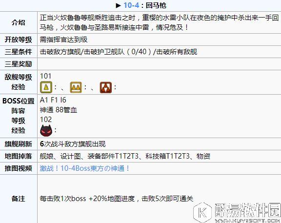 碧蓝航线10-4攻略回马枪10-4boss位置阵容打法掉落信息