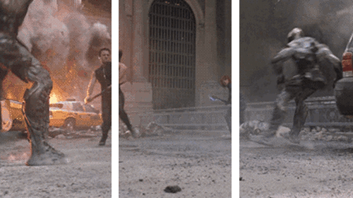 An exploding scene from 'The Avengers'.