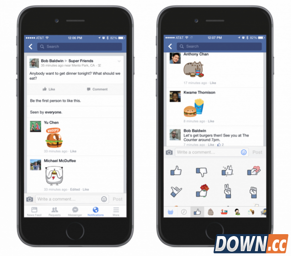 facebook贴纸不仅用于聊天 也可用于评论