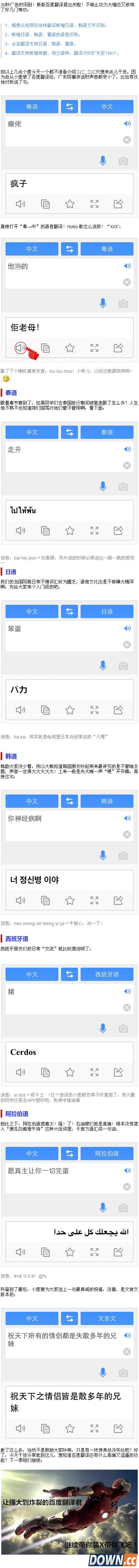 新版手机百度翻译发布 新增粗口常用语