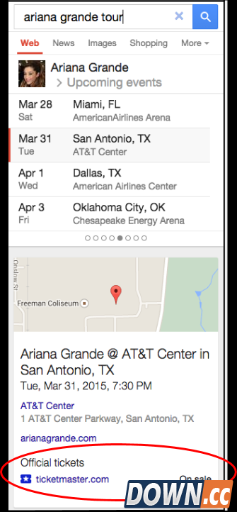 谷歌搜索新增票务信息 可直接购买演出门票