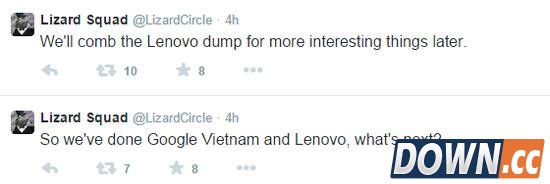 Lizard Squad发布推文宣称对联想被黑负责