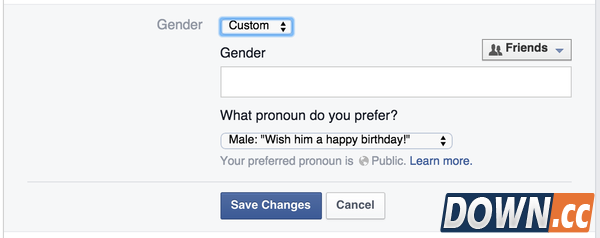 Facebook性别可自定义 双性人阴阳人变性人均可选