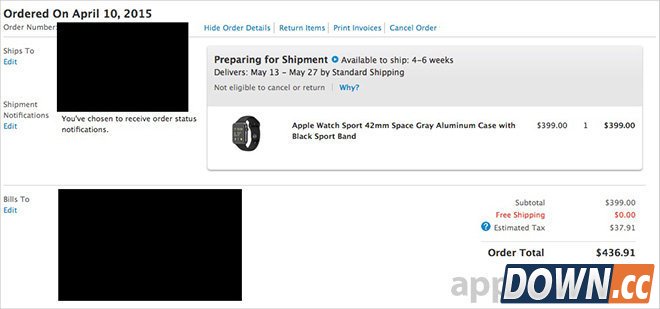 苹果确认部分Apple Watch订单发货时间将早于预期