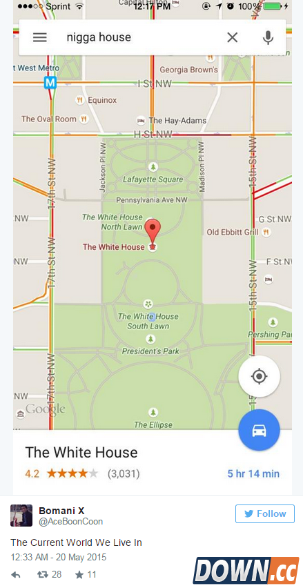谷歌地图又惹事 niggahouse黑鬼屋定位白宫