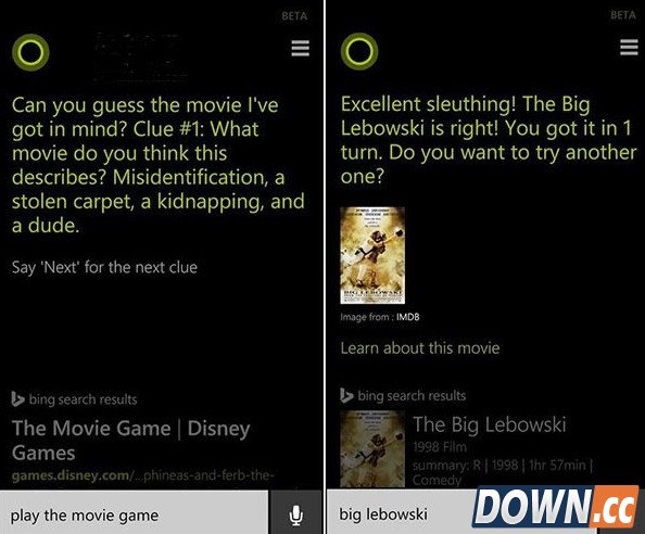 语音助手微软小娜猜电影游戏上线 Cortana出题用户答题