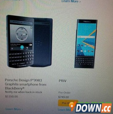 黑莓撤下安卓机预定页面