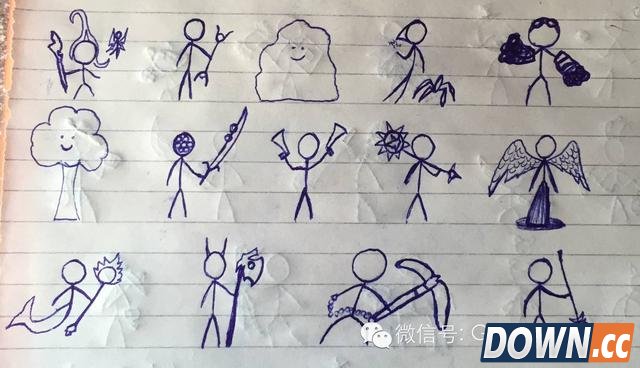 lol外国玩家手绘全英雄火柴人