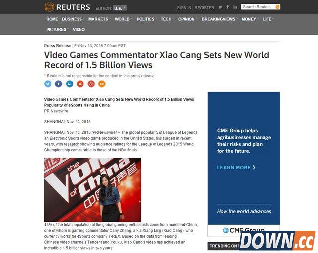 LOL解说小苍mm登上美国时代广场，视频播放量已超15亿！