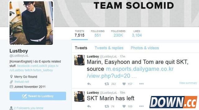 韩媒爆料马润侯爷Tom将离开SKT来中国