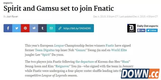 外媒报道FNC将迎来spirit和gamsu