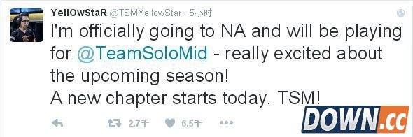 lol黄星确认加盟TSM