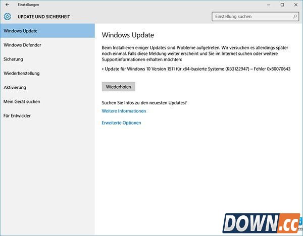win10更新kb3122947时出现错误代码80070643的解决方法