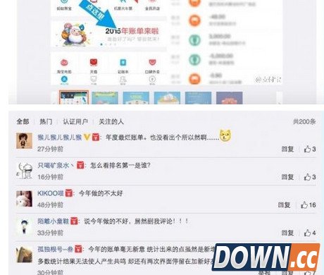 支付宝2015年度账单遭吐槽