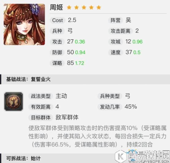 率土之滨五星武将周姬解析