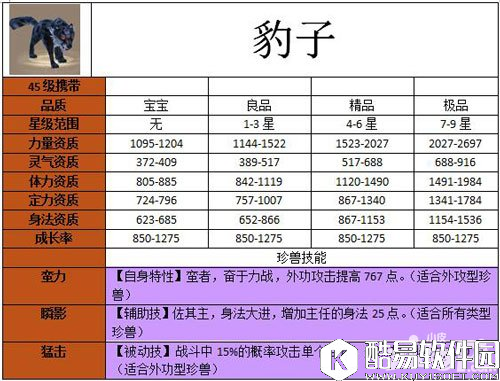 天龙八部豹子宝宝怎么样 豹子宝宝属性图鉴