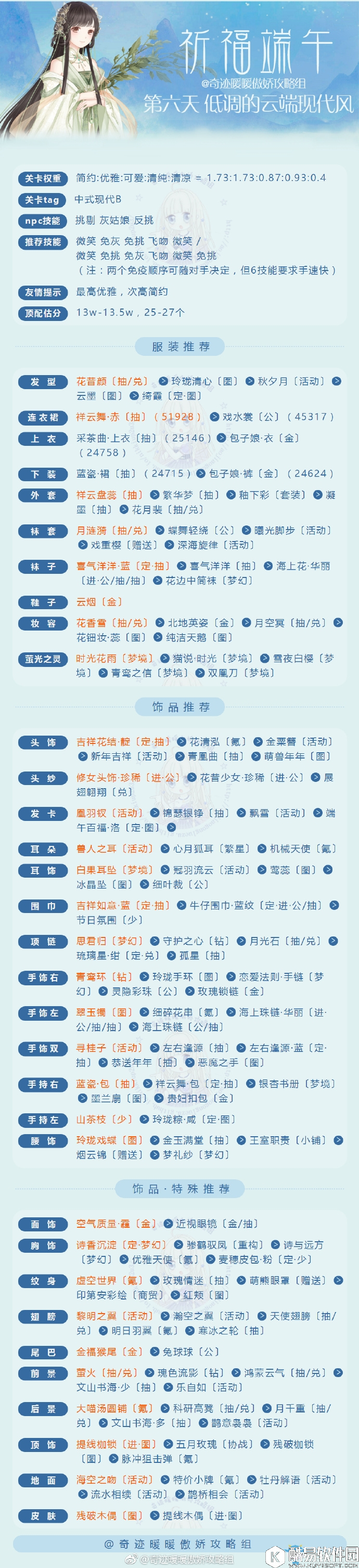 奇迹暖暖低调的云端现代风高分搭配