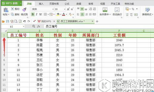 教你如何在wps中的excel表格怎么固定某一行