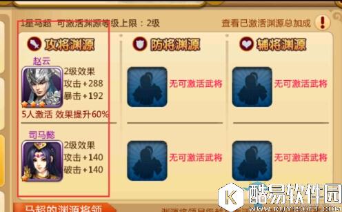 胡莱三国2武将渊源介绍