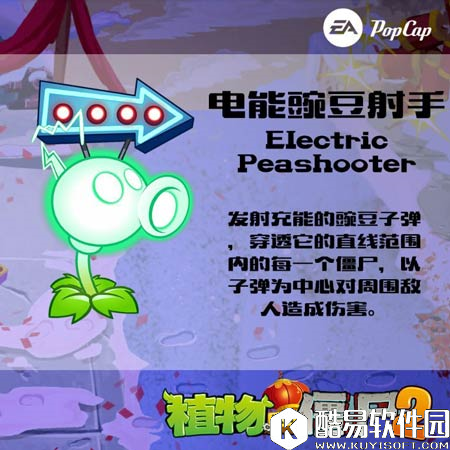 植物大战僵尸2电能豌豆射手图鉴 电能豌豆射手属性技能